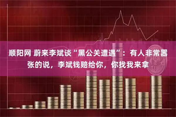 顺阳网 蔚来李斌谈“黑公关遭遇”：有人非常嚣张的说，李斌钱赔给你，你找我来拿