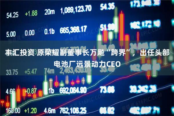 丰汇投资 原荣耀副董事长万飚“跨界”，出任头部电池厂远景动力CEO