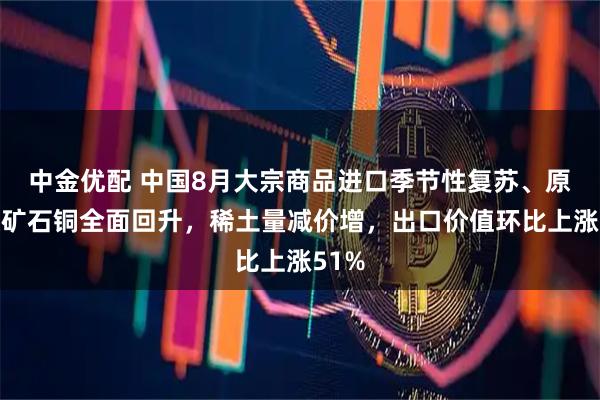 中金优配 中国8月大宗商品进口季节性复苏、原油铁矿石铜全面回升，稀土量减价增，出口价值环比上涨51%