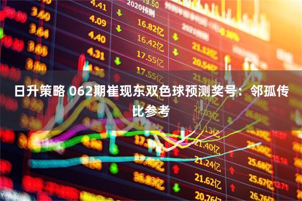 日升策略 062期崔现东双色球预测奖号：邻孤传比参考